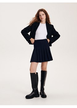 Reserved - Spódnica mini z plisami - granatowy ze sklepu Reserved w kategorii Spódnice - zdjęcie 163525893