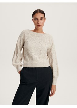 Reserved - Sweter z ozdobnym splotem - beżowy ze sklepu Reserved w kategorii Swetry damskie - zdjęcie 163526641