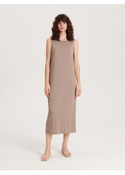 Reserved - Sukienka midi z modalem - brązowy ze sklepu Reserved w kategorii Sukienki - zdjęcie 163526831