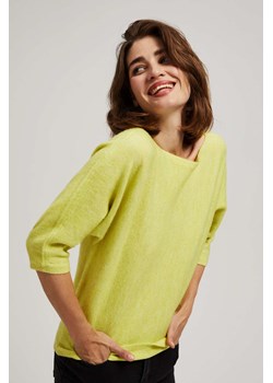 Sweter z rękawem 3/4 limonkowy ze sklepu Moodo.pl w kategorii Swetry damskie - zdjęcie 163536613