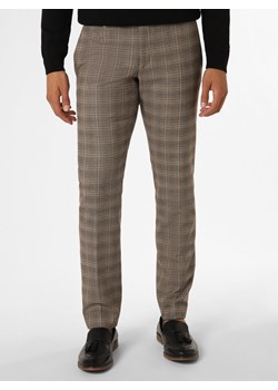 Finshley & Harding Męskie spodnie od garnituru modułowego Mężczyźni Modern Fit czekoladowy w kratkę ze sklepu vangraaf w kategorii Spodnie męskie - zdjęcie 163543270