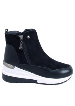 Botki na koturnie Jordans Black czarne ze sklepu ButyModne.pl w kategorii Botki - zdjęcie 163556421