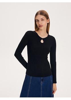 Reserved - Longsleeve z ozdobnym dekoltem - czarny ze sklepu Reserved w kategorii Bluzki damskie - zdjęcie 163561814