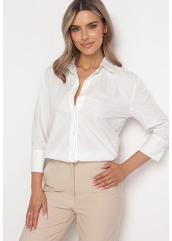 Biała Koszula z Dekoltem w Serek na Guziki Jarmo ze sklepu Born2be Odzież w kategorii Koszule damskie - zdjęcie 163569941