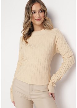 Jasnobeżowy Klasyczny Sweter z Półgolfem Nordda ze sklepu Born2be Odzież w kategorii Swetry damskie - zdjęcie 163570561