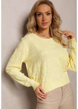 Żółty Sweter w Tłoczony Ornamentalny Wzór Neston ze sklepu Renee odzież w kategorii Swetry damskie - zdjęcie 163571420