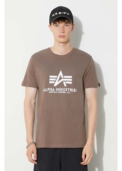 Alpha Industries t-shirt bawełniany Basic T-Shirt męski kolor beżowy z nadrukiem 100501.183 ze sklepu PRM w kategorii T-shirty męskie - zdjęcie 163571714