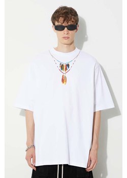 Marcelo Burlon t-shirt bawełniany Feathers Necklace męski kolor biały z nadrukiem ze sklepu PRM w kategorii T-shirty męskie - zdjęcie 163571724