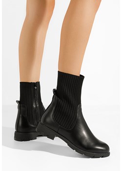 Czarne botki płaskie Zacera ze sklepu Zapatos w kategorii Botki - zdjęcie 163576691
