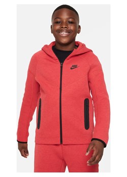 Bluza z kapturem i zamkiem na całej długości dla dużych dzieci (chłopców) Nike Sportswear Tech Fleece (szersze rozmiary) - Czerwony ze sklepu Nike poland w kategorii Bluzy chłopięce - zdjęcie 163576784