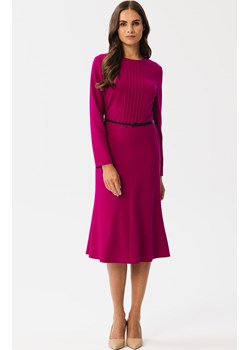 Sukienka z przeszyciami na dekolcie śliwkowa S347, Kolor śliwkowy, Rozmiar L, Stylove ze sklepu Primodo w kategorii Sukienki - zdjęcie 163579130