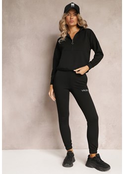 Czarny 2-Częściowy Komplet Dresowy z Bawełny Bluza na Suwak i Spodnie na Gumce Rikka ze sklepu Renee odzież w kategorii Dresy damskie - zdjęcie 163580891