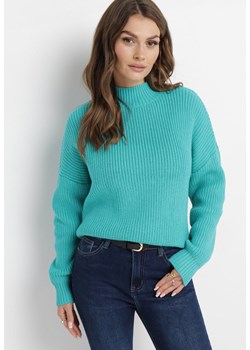 Zielony Sweter z Golfem o Prążkowanej Fakturze Afromava ze sklepu Born2be Odzież w kategorii Swetry damskie - zdjęcie 163583941