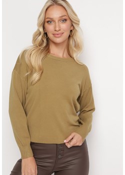 Jasnozielony Sweter o Klasycznym Kroju z Okrągłym Dekoltem Kamalthea ze sklepu Born2be Odzież w kategorii Swetry damskie - zdjęcie 163584212