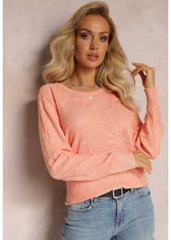 Pomarańczowy Sweter w Tłoczony Ornamentalny Wzór Neston ze sklepu Renee odzież w kategorii Swetry damskie - zdjęcie 163584502