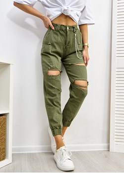 Spodnie Tom Denim Kolor Khaki ze sklepu Ligari w kategorii Spodnie damskie - zdjęcie 163585584