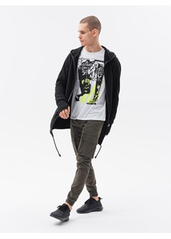 Dłuższa bluza męska rozpinana z obszernym kapturem PRAGA - czarna B1369 ze sklepu ombre w kategorii Bluzy męskie - zdjęcie 163590691