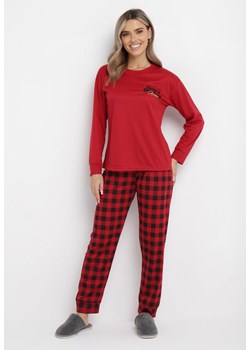 Czerwony 2-częściowy Komplet Piżamowy z Koszulką i Spodniami Linnes ze sklepu Born2be Odzież w kategorii Piżamy damskie - zdjęcie 163592003