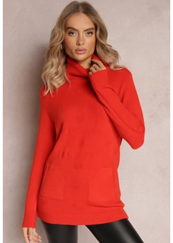 Czerwony Golf z Długim Rękawem Kinfrei ze sklepu Renee odzież w kategorii Swetry damskie - zdjęcie 163592524