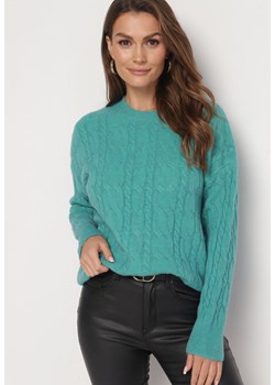 Zielony Sweter Ozdobiony Klasycznym Splotem Lacemisa ze sklepu Born2be Odzież w kategorii Swetry damskie - zdjęcie 163597612