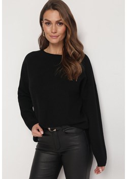 Czarny Luźny Sweter z Miękkiej Dzianiny Felilai ze sklepu Born2be Odzież w kategorii Swetry damskie - zdjęcie 163597960