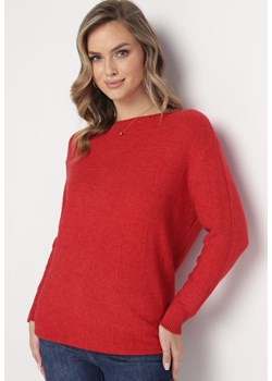 Czerwony Klasyczny Sweter z Długim Rękawem Darissa ze sklepu Born2be Odzież w kategorii Swetry damskie - zdjęcie 163597970