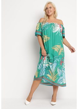 Zielona Sukienka Hiszpanka Midi w Kwiaty Faemena ze sklepu Born2be Odzież w kategorii Sukienki - zdjęcie 163598020