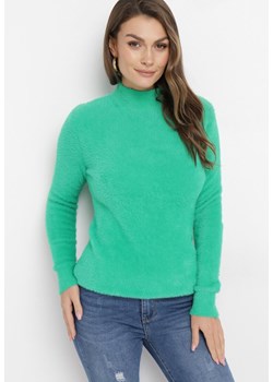 Zielony Puchaty Sweter Golf o Klasycznym Kroju Agnessa ze sklepu Born2be Odzież w kategorii Swetry damskie - zdjęcie 163599011