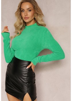 Zielony Sweter z Półgolfem z Puchatej Dzianiny Lictorene ze sklepu Renee odzież w kategorii Swetry damskie - zdjęcie 163599064