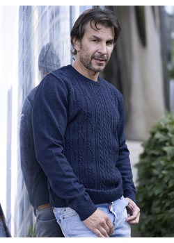 Sweter męski pod szyję - Max - granat melanż - M ze sklepu Swetry Lasota w kategorii Swetry męskie - zdjęcie 163600781