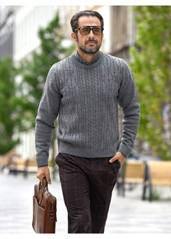 Sweter męski pod szyję - Max (duży) - popiel - 3XL ze sklepu Swetry Lasota w kategorii Swetry męskie - zdjęcie 163600784