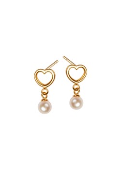 Kolczyki srebrne pozłacane z perłami - serce - Pearls ze sklepu YES.pl w kategorii Kolczyki - zdjęcie 163622093