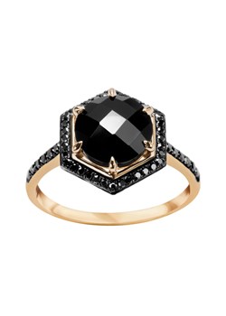 Pierścionek złoty z onyksem i czarnymi diamentami - Midnight ze sklepu YES.pl w kategorii Pierścionki - zdjęcie 163623580