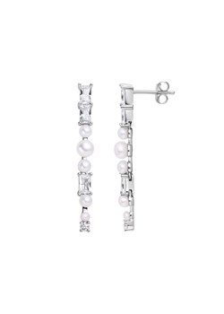 Kolczyki srebrne z perłami i cyrkoniami - Pearls of Sky ze sklepu YES.pl w kategorii Kolczyki - zdjęcie 163625710