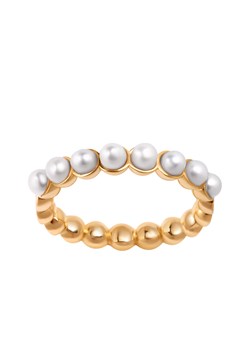 Pierścionek srebrny pozłacany z perłami - Promise ze sklepu YES.pl w kategorii Pierścionki - zdjęcie 163626994