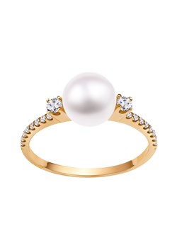 Pierścionek złoty z perłą i cyrkoniami - Pearls ze sklepu YES.pl w kategorii Pierścionki - zdjęcie 163627251