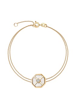 Bransoletka złota z masą perłową i cyrkoniami - Art Deco ze sklepu YES.pl w kategorii Bransoletki - zdjęcie 163628360
