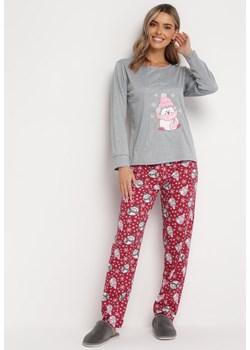 Szary 2-Częsciowy Bawełniany Komplet Piżamowy Spodnie i Koszulka Afexa ze sklepu Born2be Odzież w kategorii Piżamy damskie - zdjęcie 163632423