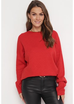 Czerwony Luźny Sweter z Miękkiej Dzianiny Felilai ze sklepu Born2be Odzież w kategorii Swetry damskie - zdjęcie 163632694