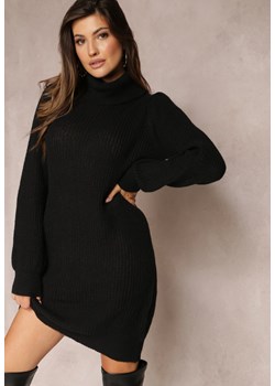 Czarna Sweterkowa Sukienka Wełniana z Golfem Iseveme ze sklepu Renee odzież w kategorii Sukienki - zdjęcie 163632870