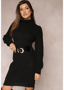 Czarna Sweterkowa Sukienka Wełniana z Golfem Iseveme ze sklepu Renee odzież w kategorii Sukienki - zdjęcie 163632872