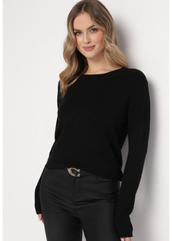 Czarny Klasyczny Sweter z Geometrycznym Tłoczeniem Ludgera ze sklepu Born2be Odzież w kategorii Swetry damskie - zdjęcie 163638532