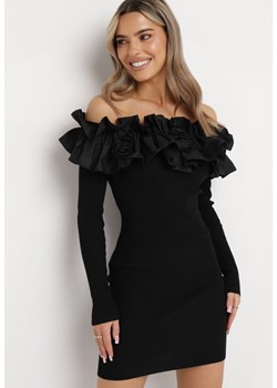 Czarna Sukienka Hiszpanka Mini z Falbankami Xerxeni ze sklepu Born2be Odzież w kategorii Sukienki - zdjęcie 163638643