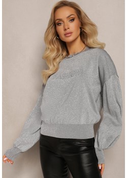 Szary Klasyczny Sweter z Metaliczną Nitką i Napisem Actylia ze sklepu Renee odzież w kategorii Swetry damskie - zdjęcie 163638913