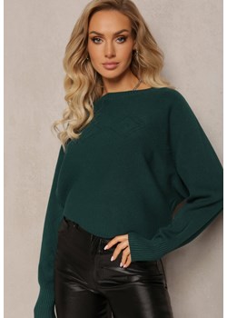 Ciemnozielony Sweter z Miękkiej Dzianiny Aldozia ze sklepu Renee odzież w kategorii Swetry damskie - zdjęcie 163639042