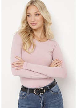 Różowa Dopasowana Bluzka z Elastycznej Bawełny Loreen ze sklepu Born2be Odzież w kategorii Bluzki damskie - zdjęcie 163646093