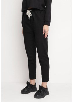 Czarne Bawełniane Spodnie Dresowe z Wysokim Stanem Grisellita ze sklepu Born2be Odzież w kategorii Spodnie damskie - zdjęcie 163646333