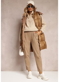 Beżowe Bawełniane Spodnie Dresowe Arnhilla ze sklepu Renee odzież w kategorii Spodnie damskie - zdjęcie 163646750