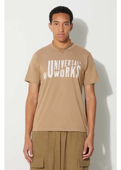 Universal Works t-shirt bawełniany MYSTERY TRAIN PRINT TEE męski kolor beżowy z nadrukiem 29182 ze sklepu PRM w kategorii T-shirty męskie - zdjęcie 163647203