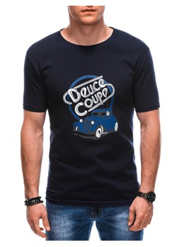 T-shirt męski z nadrukiem S1810 - granatowy ze sklepu Edoti w kategorii T-shirty męskie - zdjęcie 163647512